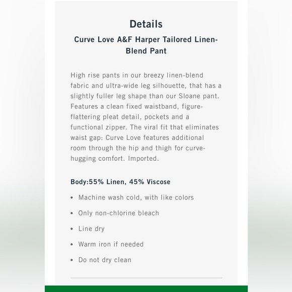 Abercrombie & Fitch Harper Curve Love tailored linen blend pant size 35 - Picture 4 of 4